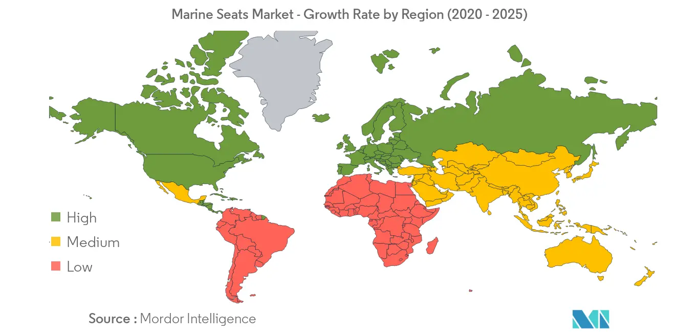 Thị trường ghế hàng hải- Tốc độ tăng trưởng theo khu vực (2020-2025)