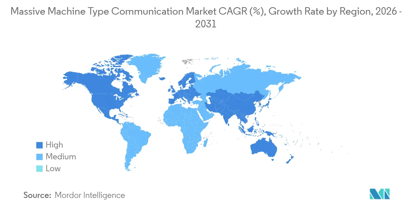 Massive Machine Type Communication Market CAGR (%), Growth Rate by Region