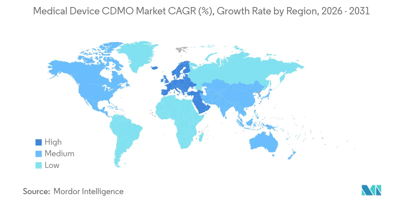 TCAC (%) du Marché des CDMO de Dispositifs Médicaux, Taux de Croissance par Région