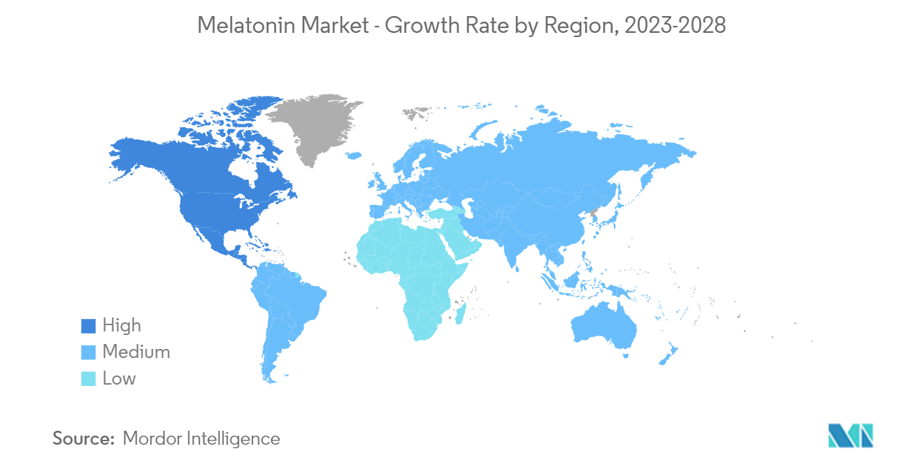 Melatonin Market - Growth Rate by Region, 2023-2028