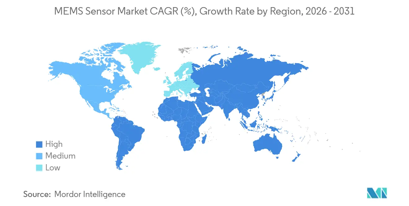 MEMS Sensor Market CAGR (%), Growth Rate by Region