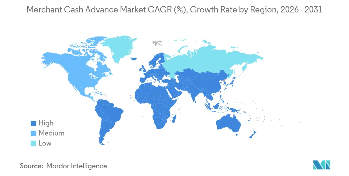 Merchant Cash Advance Market Growth Rate by Region