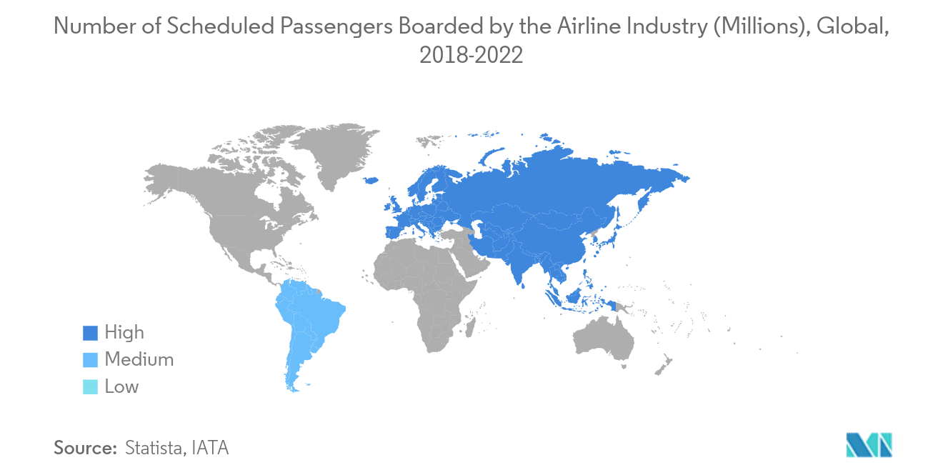 Mergers And Acquisitions (M&A) In Aerospace And Defense Market: Number of Scheduled Passengers Boarded by the Airline Industry (Millions), Global, 2018-2022