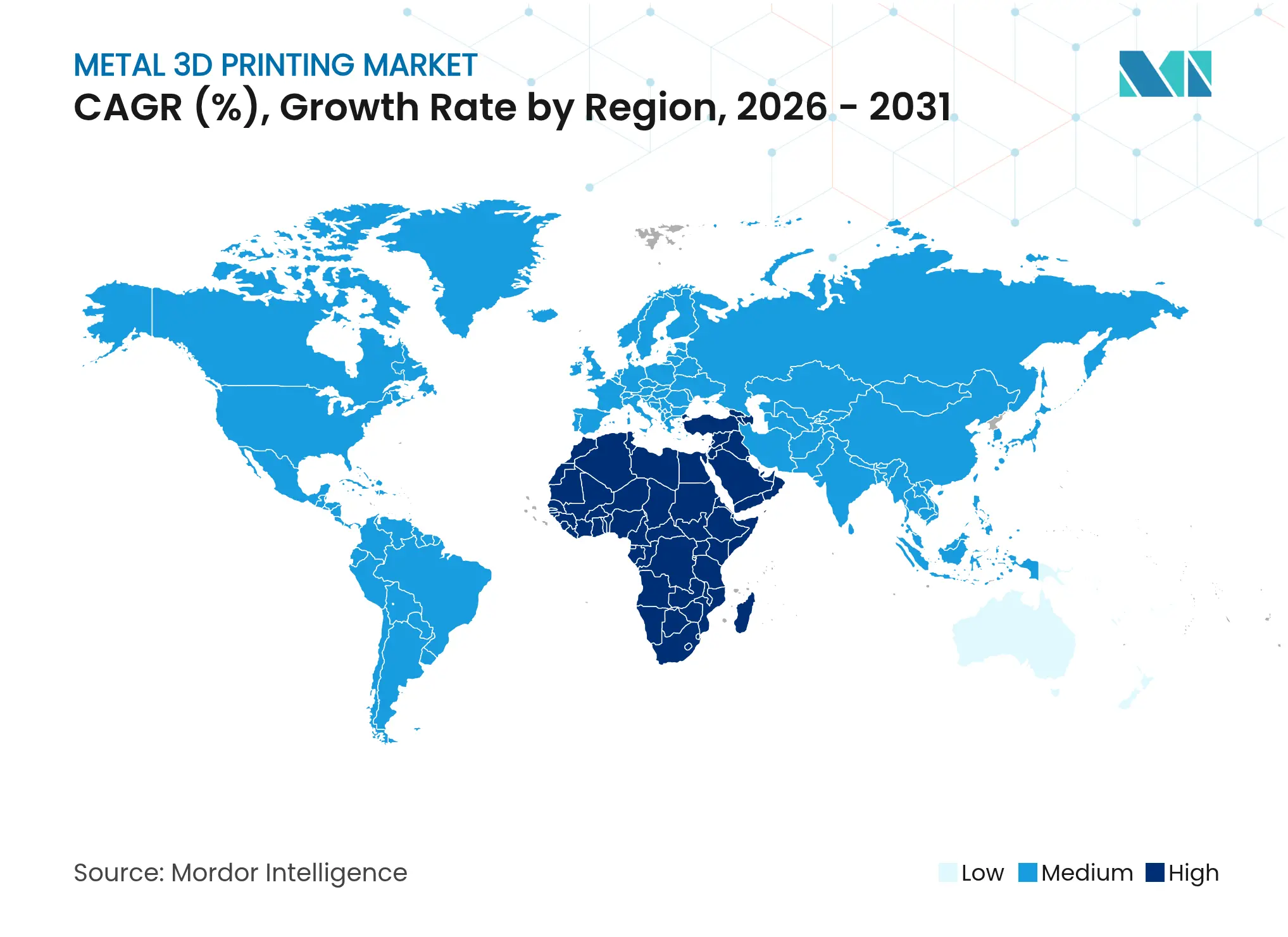 Metal 3D Printing Market CAGR (%), Growth Rate by Region