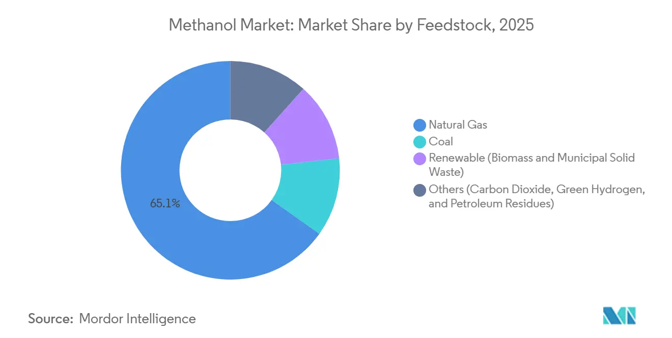 Methanol Market Share by Feedstock, 2025