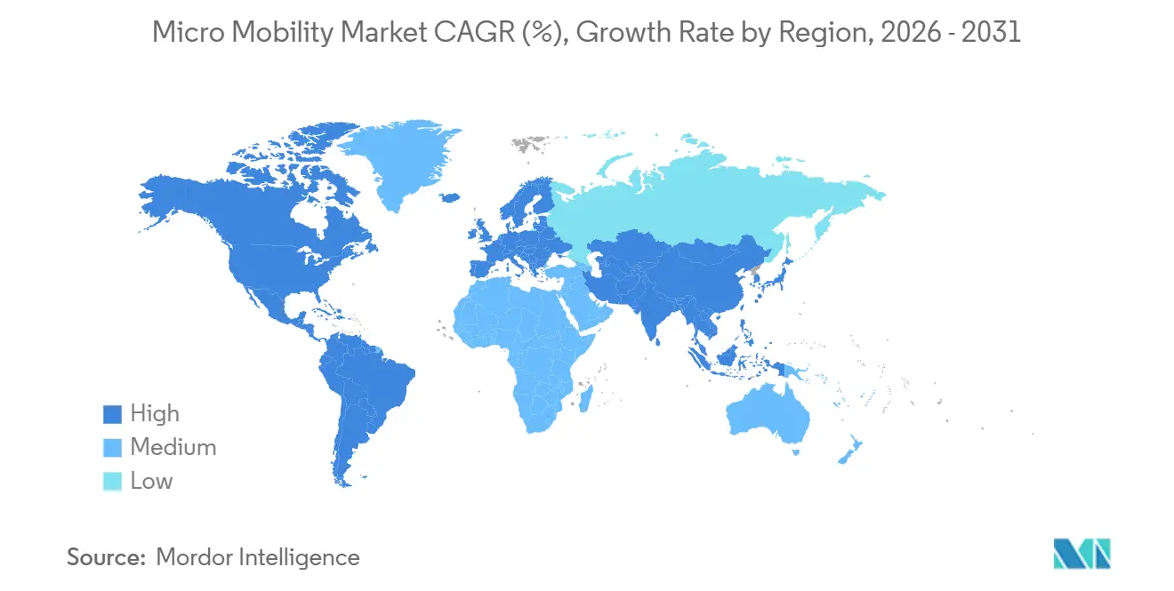 Micro Mobility Market CAGR (%), Growth Rate by Region
