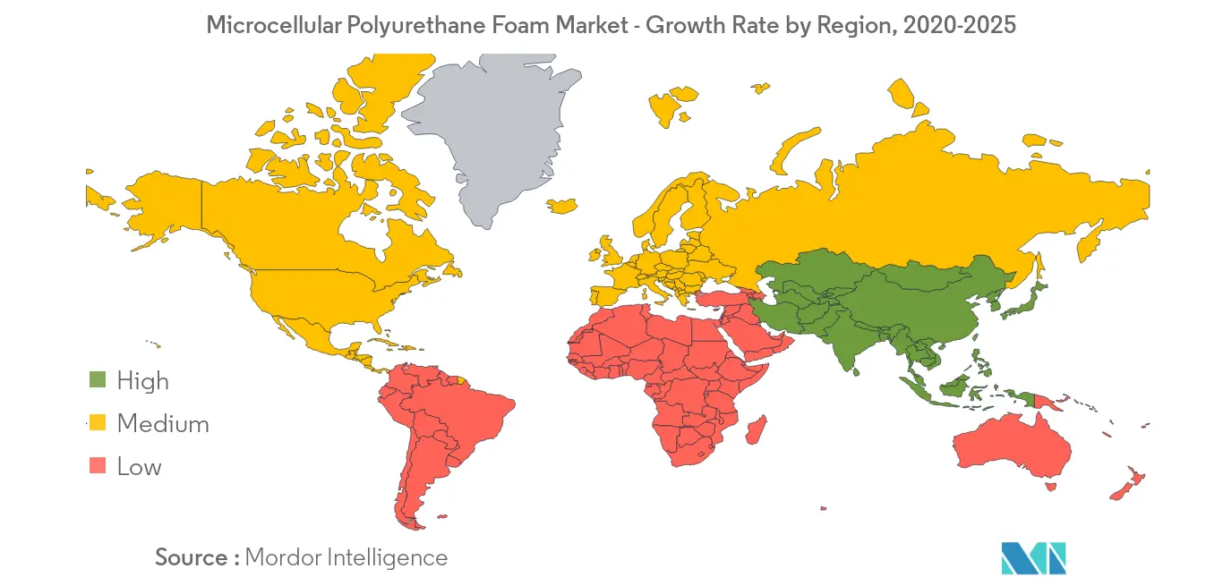 Tendências regionais do mercado de espuma de poliuretano microcelular