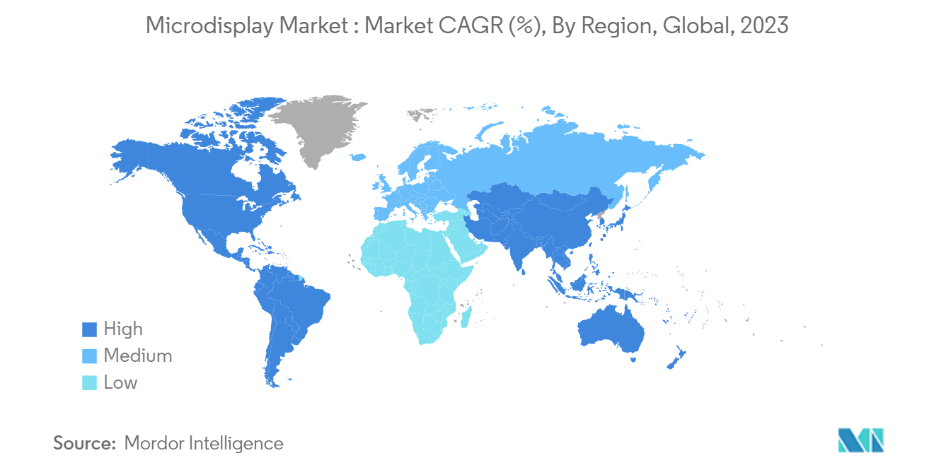 Microdisplay Market : Market CAGR (%), By Region, Global, 2023