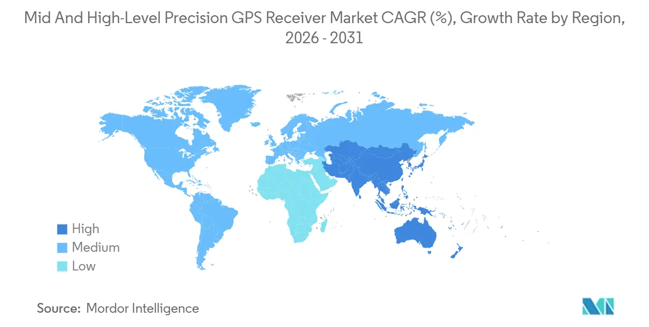 Mid And High-Level Precision GPS Receiver Market CAGR (%), Growth Rate by Region