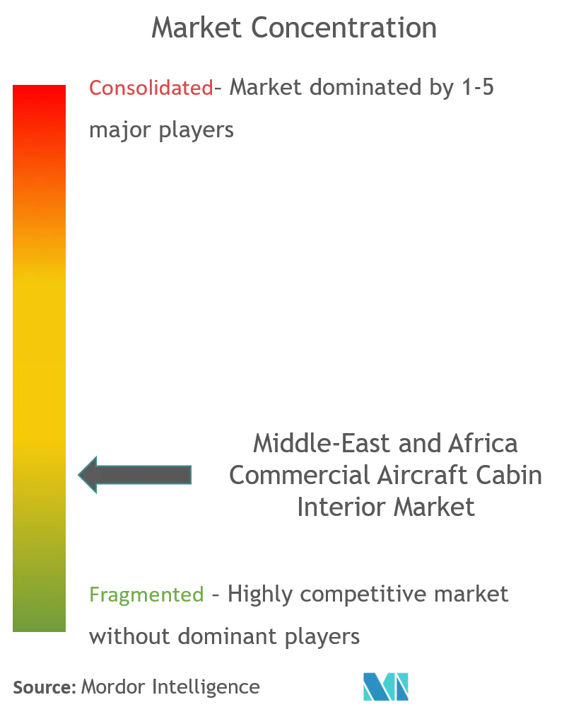 中東およびアフリカの民間航空機の客室内部市場集中度