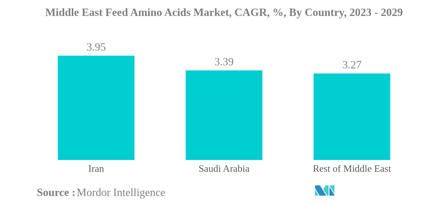 Middle East Feed Amino Acids Market: Middle East Feed Amino Acids Market, CAGR, %, By Country, 2023 - 2029