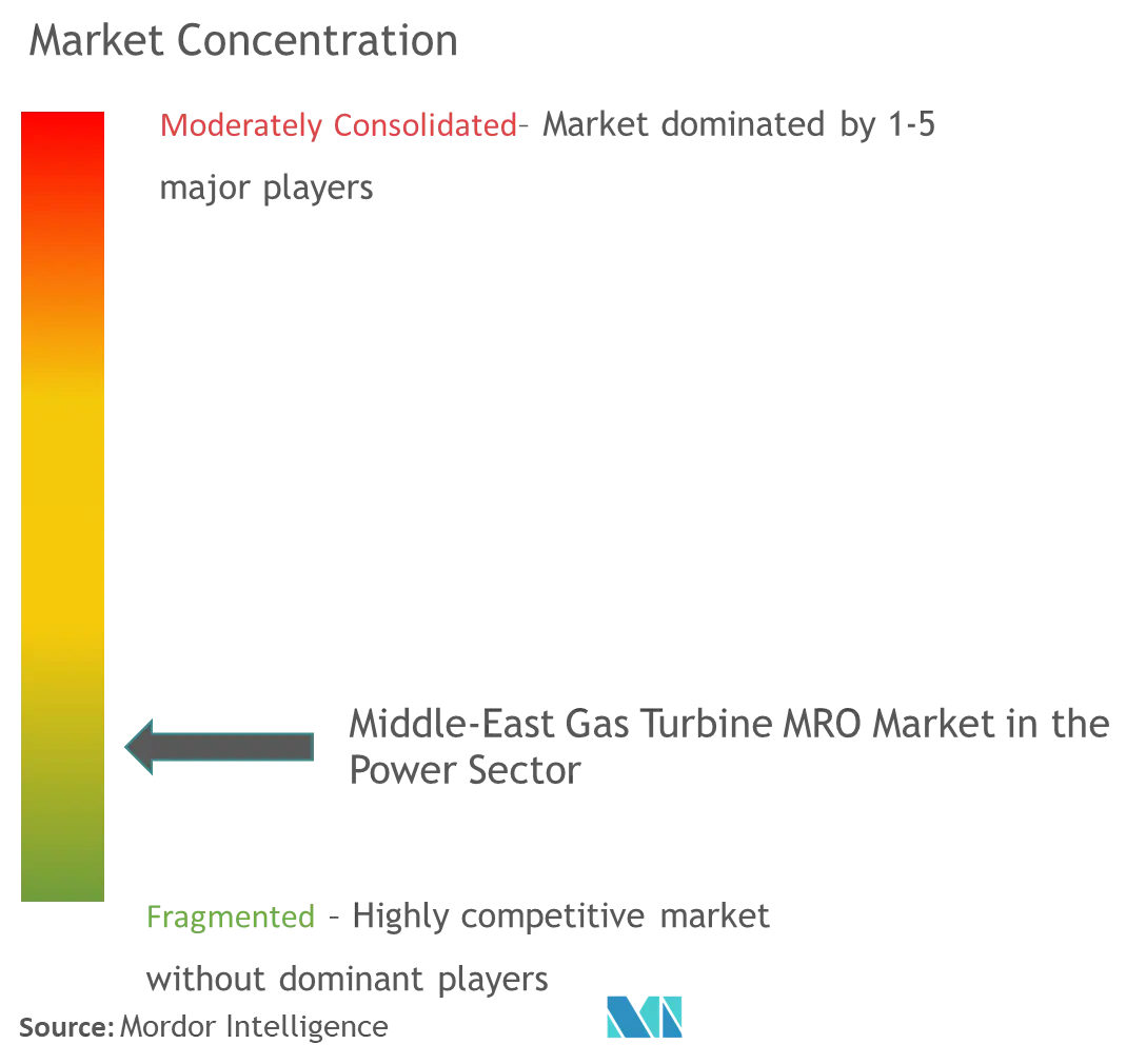 Concentración del mercado MRO de turbinas de gas de Oriente Medio en el sector energético