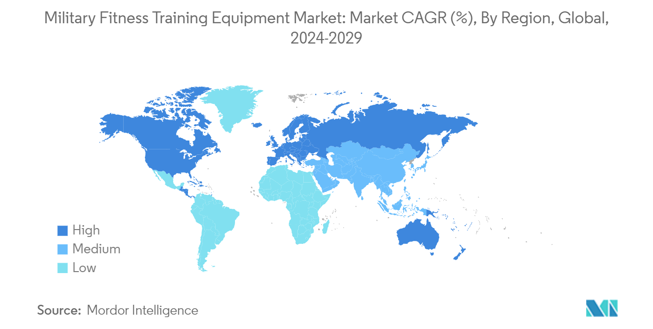 Military Fitness Training Equipment Market: Market CAGR (%), By Region, Global, 2024-2029