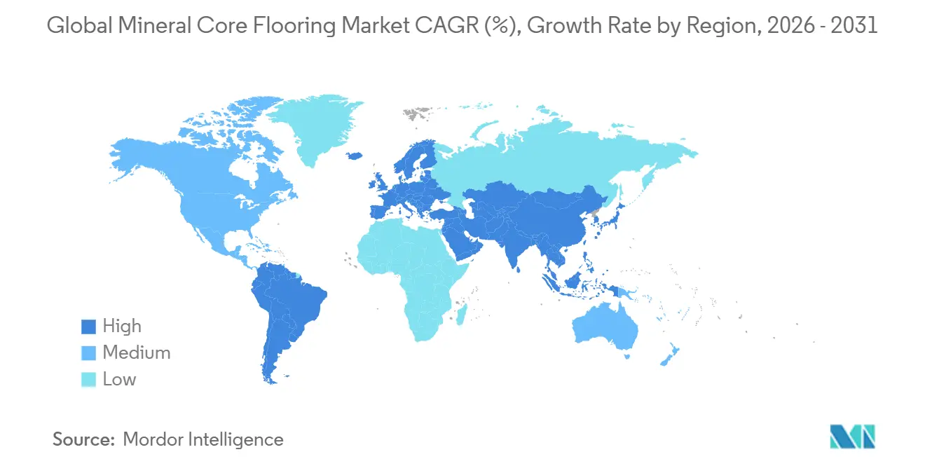 Global Mineral Core Flooring Market CAGR (%), Growth Rate by Region