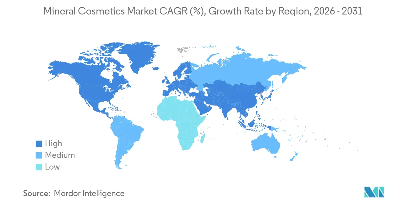 Mineral Cosmetics Market CAGR (%), Growth Rate by Region