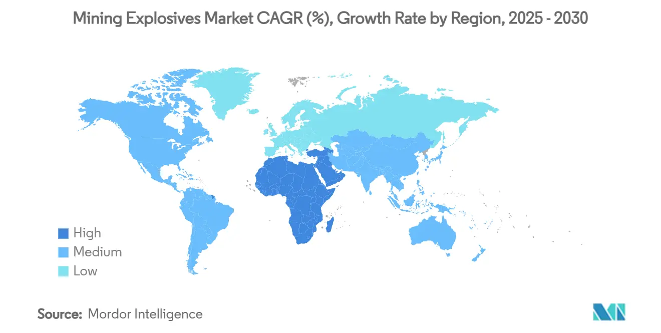 광산 해외 바카라 사이트 시장 CAGR(%), 지역별 성장률