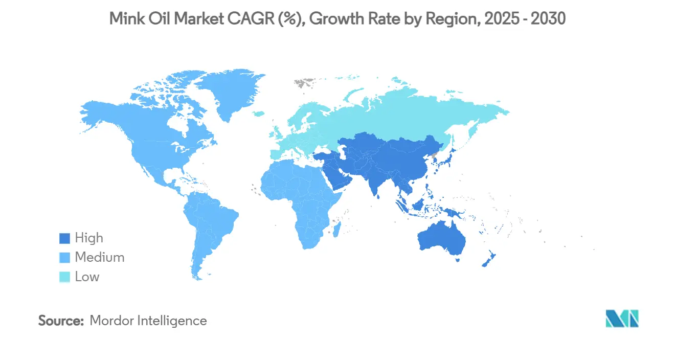밍크 오일 바카라 CAGR(%), 지역별 성장률
