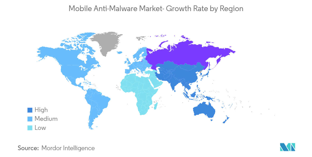 Mercado Anti-Malware Móvel – Taxa de Crescimento por Região