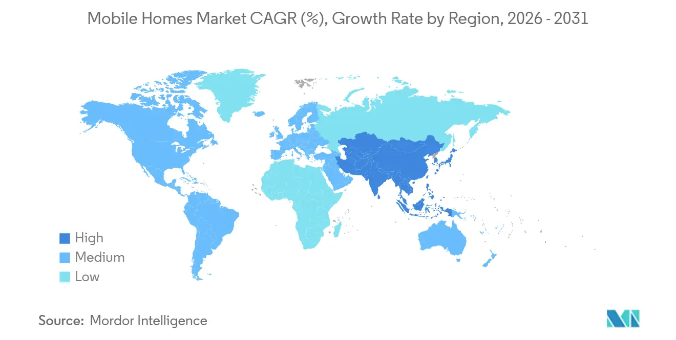 Tasa de Crecimiento del Mercado de Casas Móviles por Región