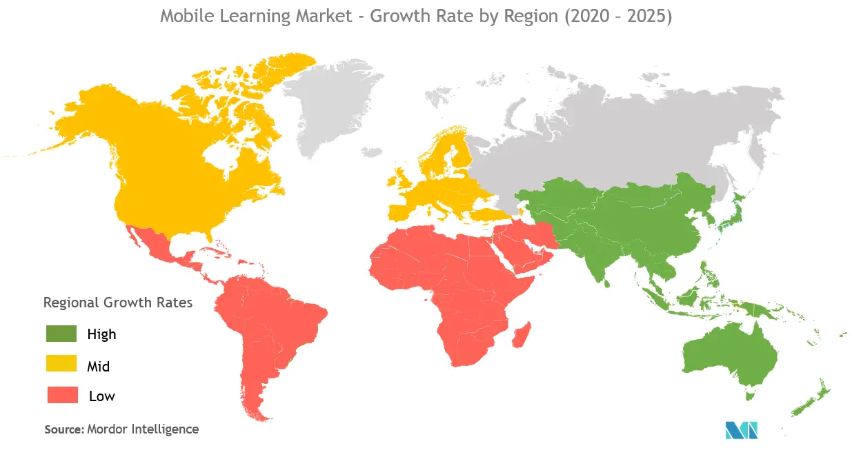 Mobile Learning Market : Growth Rate by Region (2020-2025)