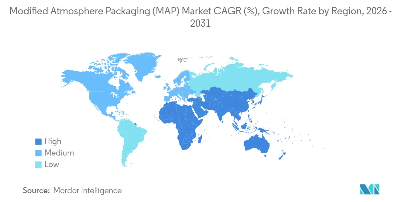 Modified Atmosphere Packaging (MAP) Market CAGR (%), Growth Rate by Region