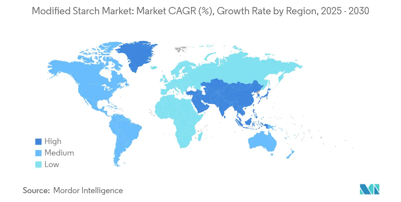 Market Analysis of Modified Starch Market: Forecasted Growth Rate by Region
