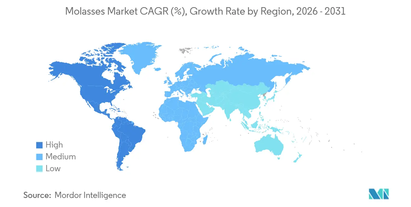 Molasses Market CAGR (%), Growth Rate by Region