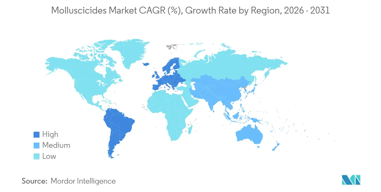Molluscicides Market CAGR (%), Growth Rate by Region