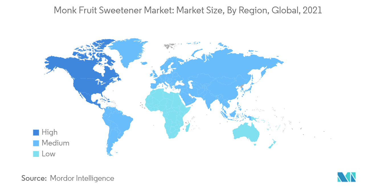 Monk Fruit Sweetener Market : Market Size, By Region, Global, 2021