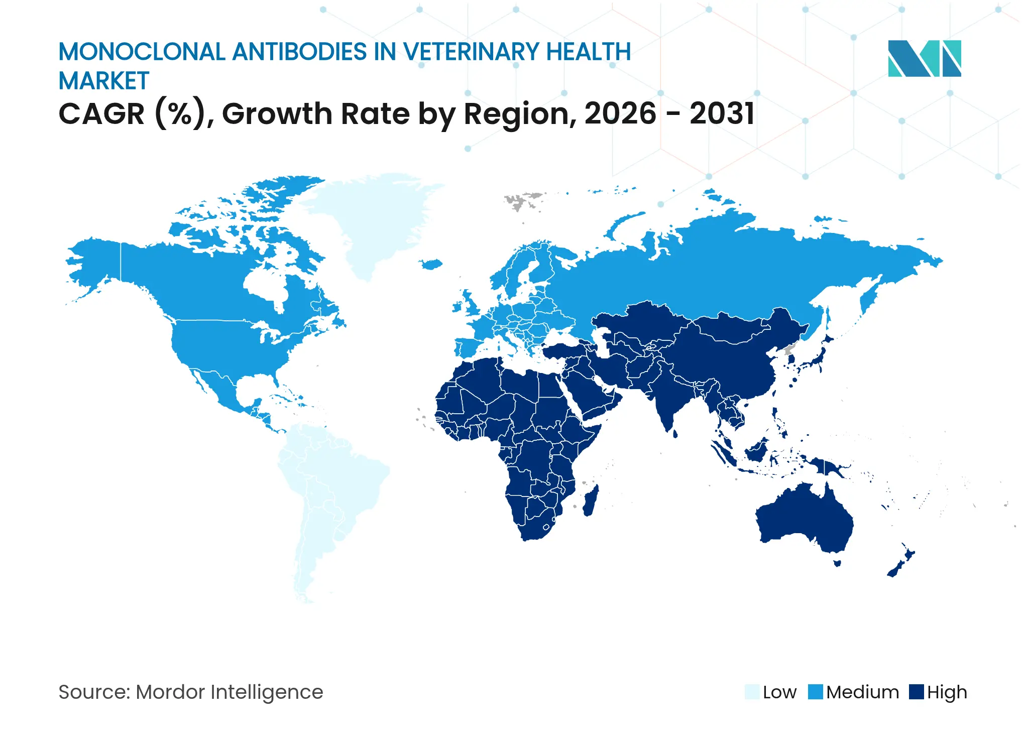 Monoclonal Antibodies In Veterinary Health Market CAGR (%), Growth Rate by Region