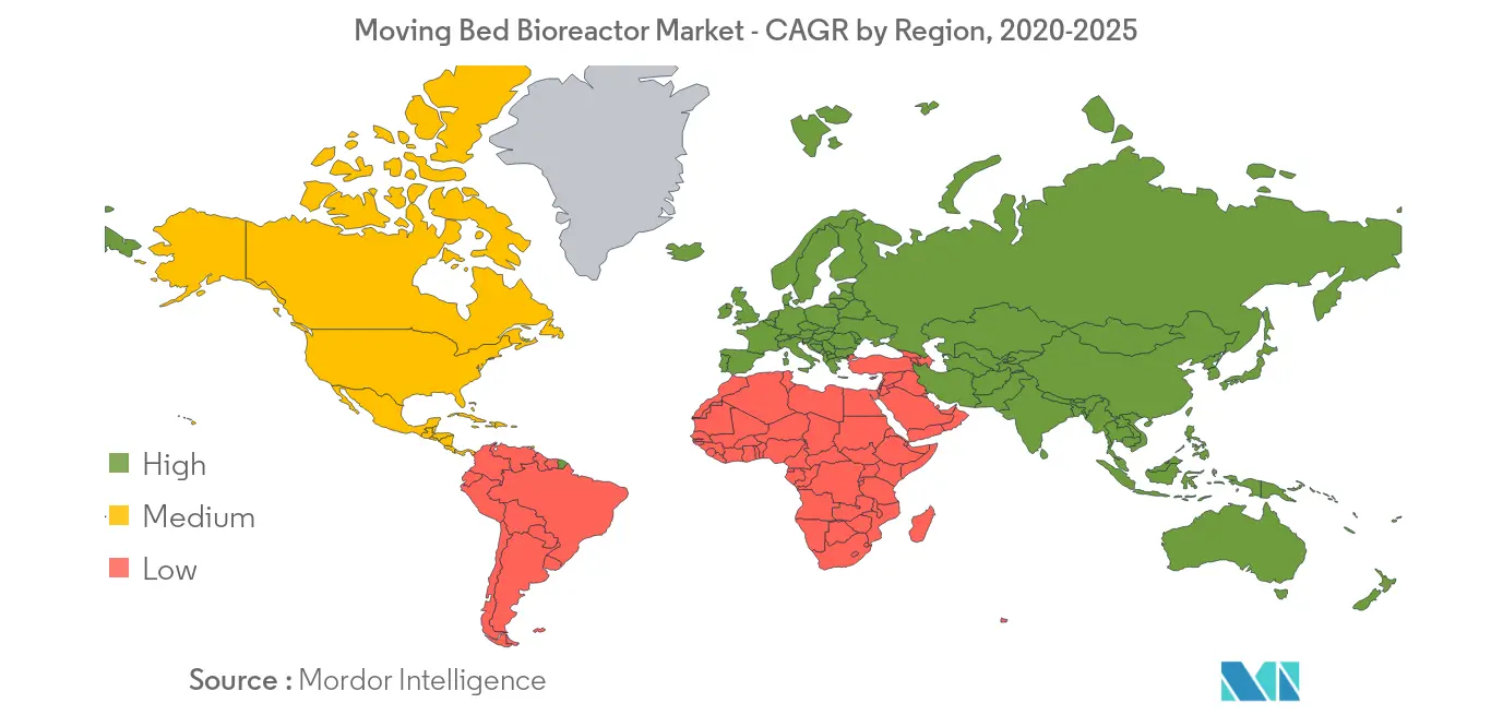 Markt für Moving-Bed-Bioreaktoren – CAGR nach Regionen, 2020–2025