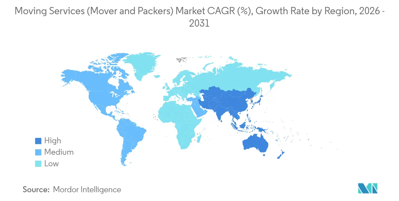 Moving Services (Mover and Packers) Market CAGR (%), Growth Rate by Region