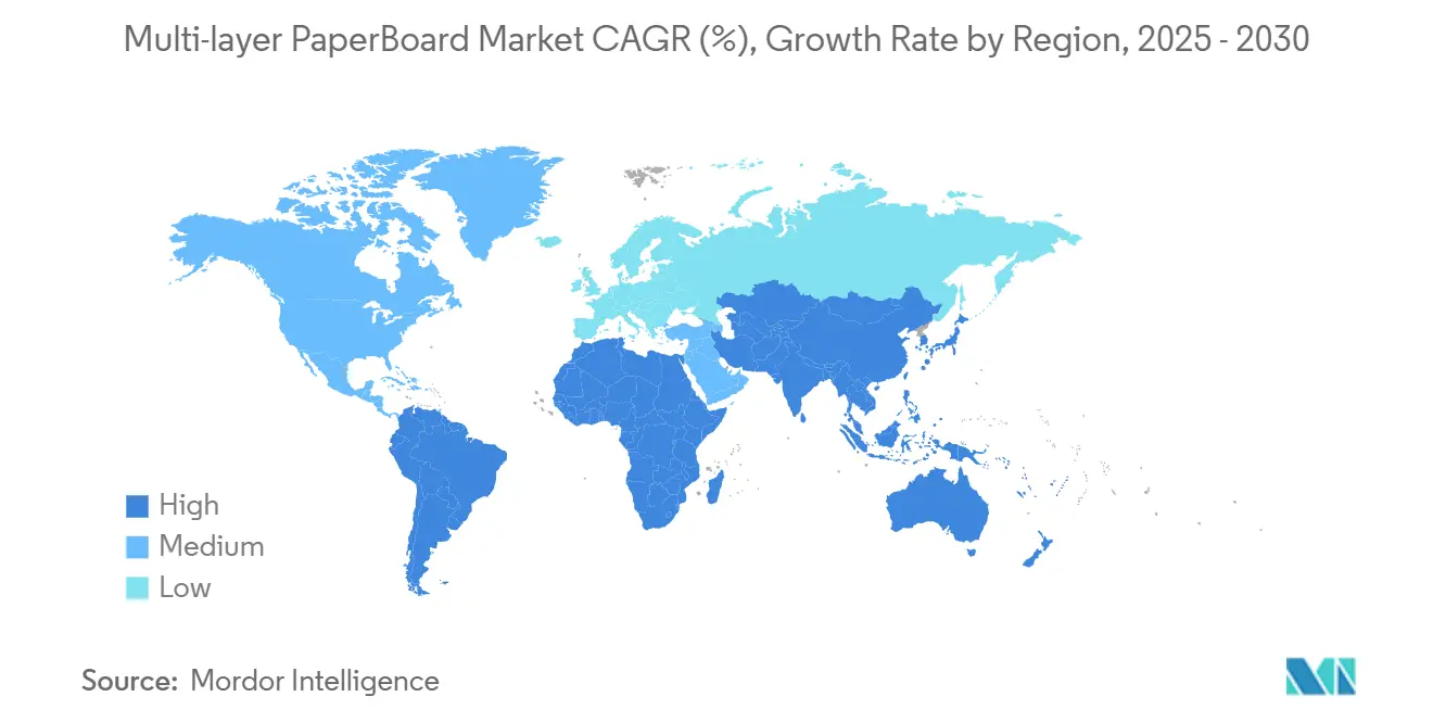 다층 판지 바카라사이트 총판 CAGR(%), 지역별 성장률