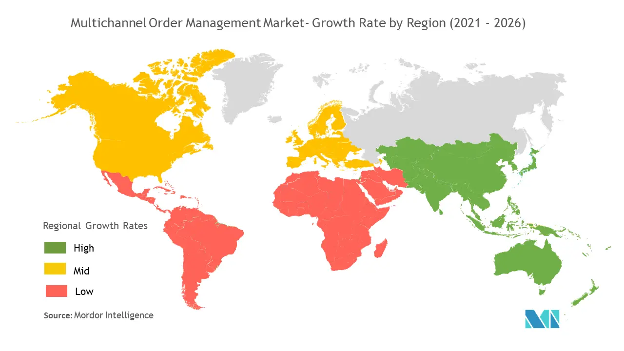 Multichannel Order Management Market- Growth Rate by Region (2021 - 2026)