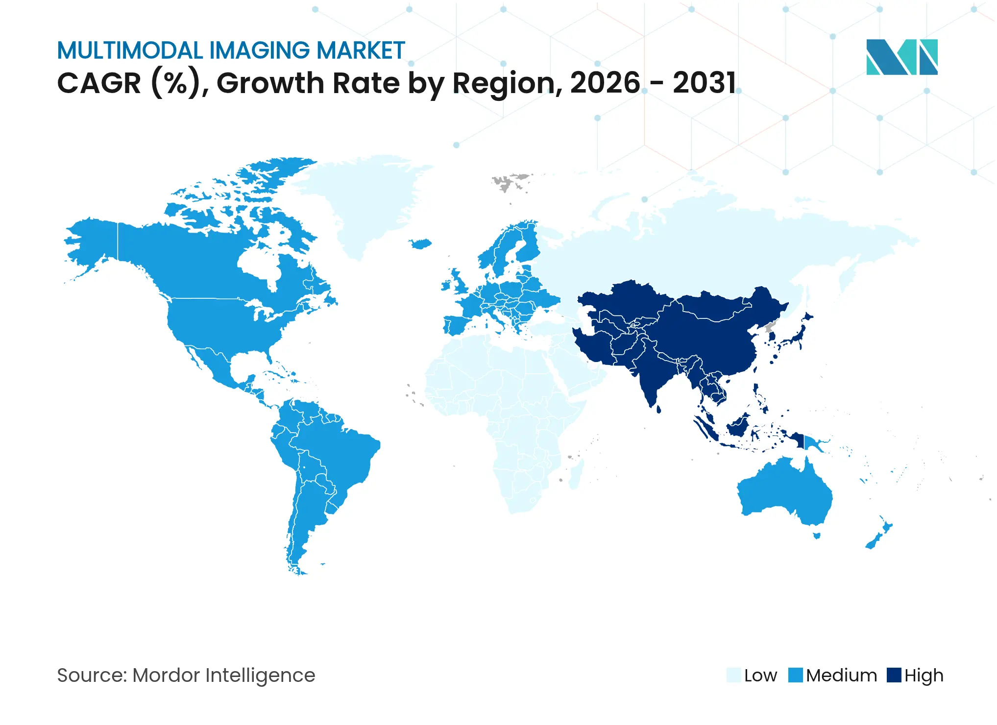 다중 모드 이미징 시장 CAGR(%), 지역별 성장률