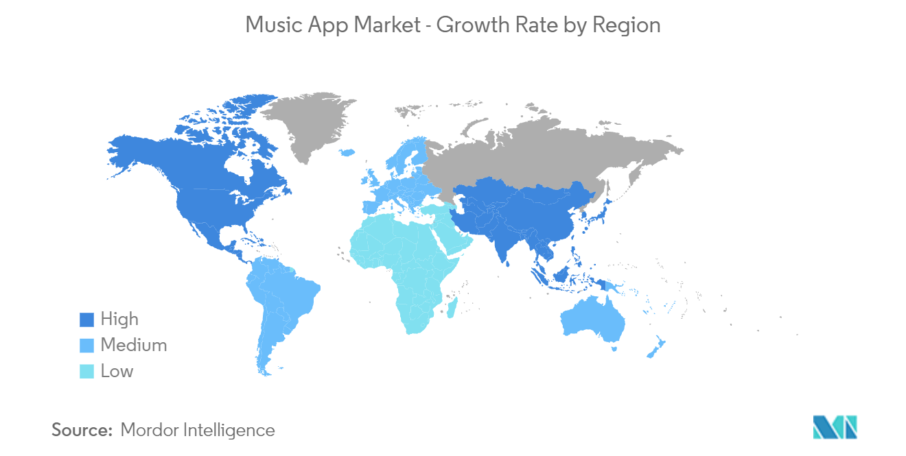 Music App Market : Growth Rate by Region