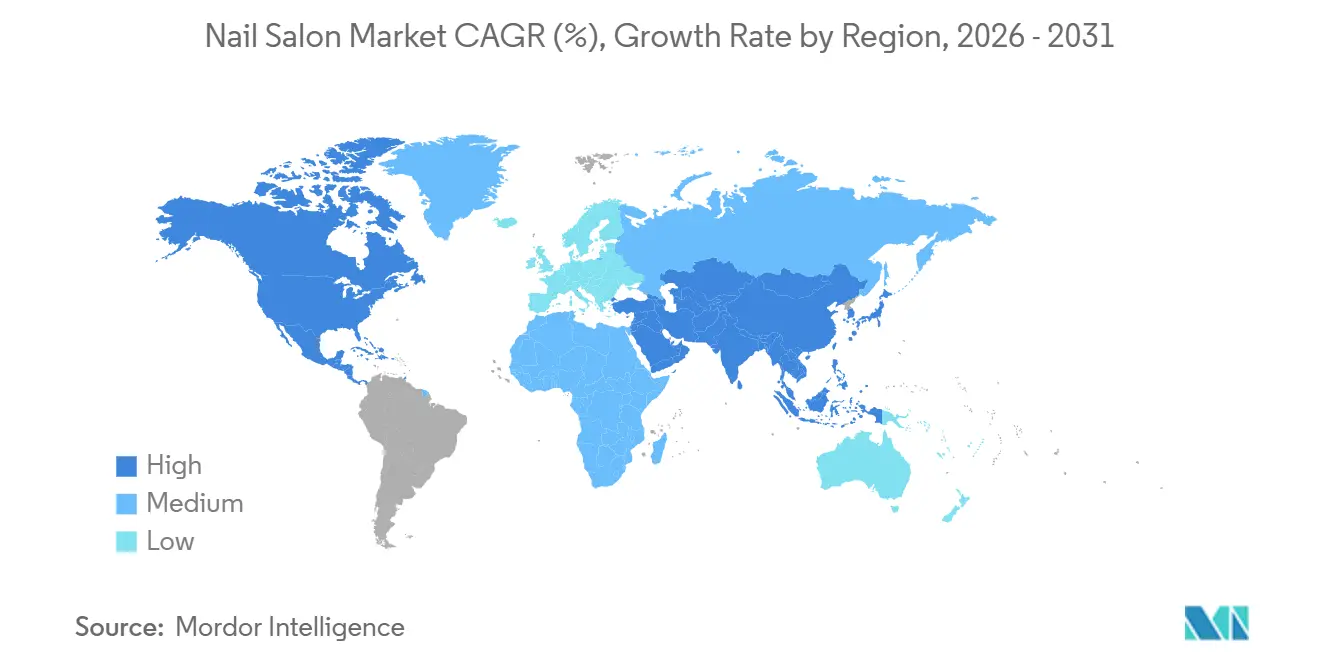 Nail Salon Market CAGR (%), Growth Rate by Region