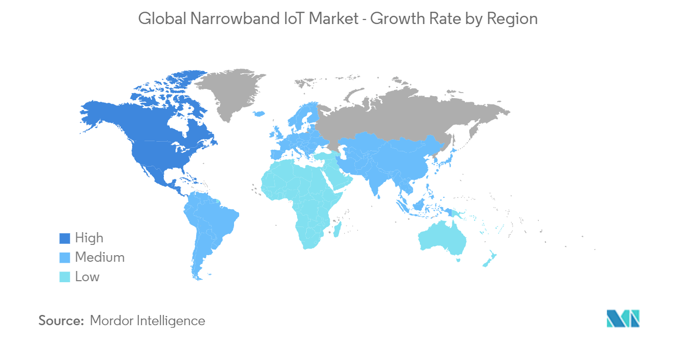全球窄带物联网市场 - 按地区划分的增长率