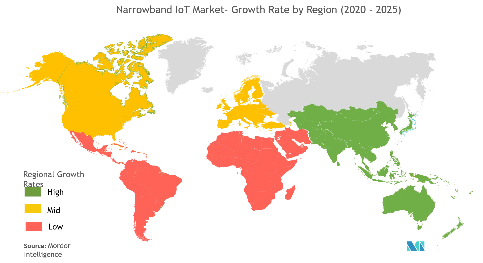 Narrowband IoT Market - Growth Rate by Region  (2020-2025)