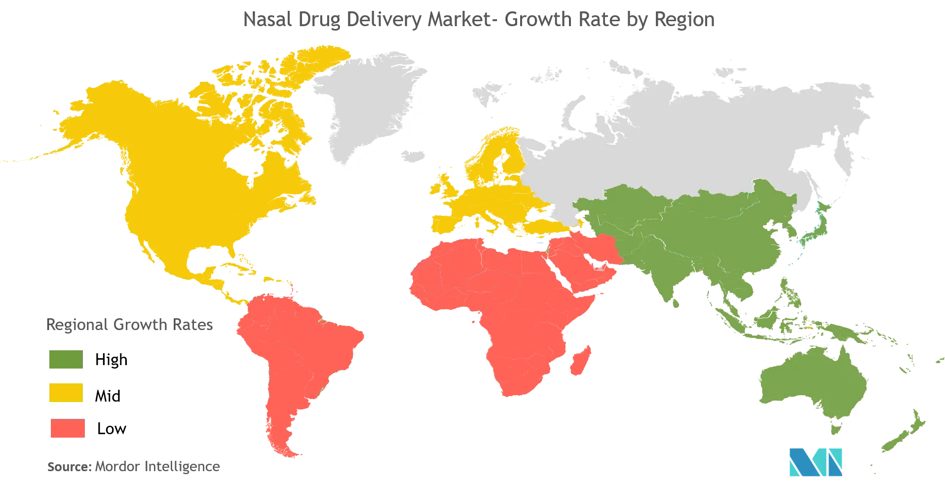 Markt für nasale Medikamentenverabreichung – Wachstumsrate nach Regionen