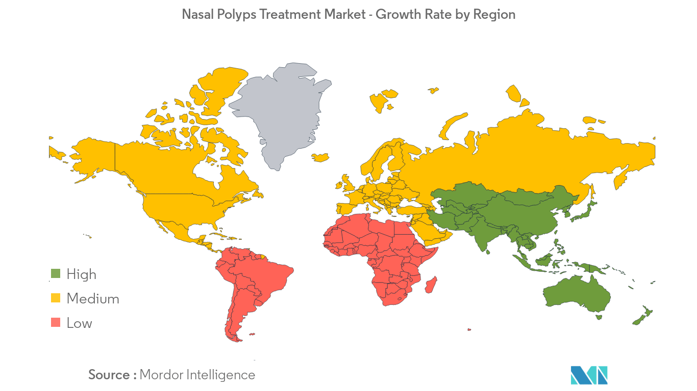 Mercado Tratamiento de pólipos nasales – Tasa de crecimiento por región