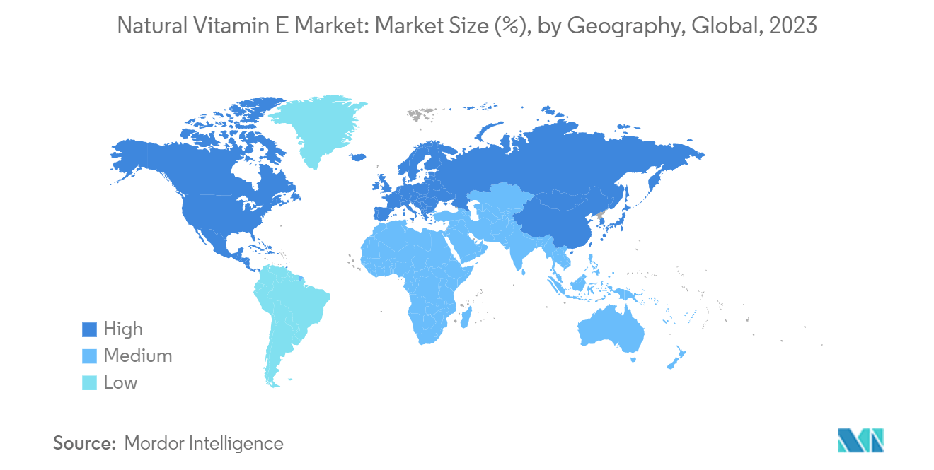 Natural Vitamin E Market: Market Size (%), by Geography, Global, 2023