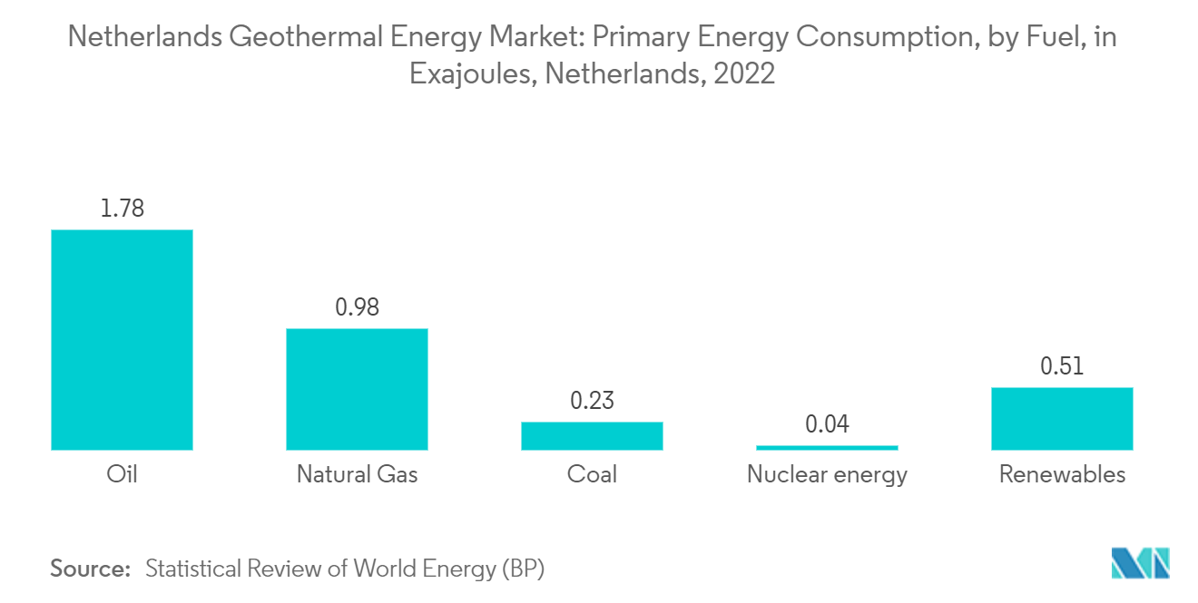 Netherlands Geothermal Energy Market: Primary Energy Consumption, by Fuel, in Exajoules, Netherlands, 2022