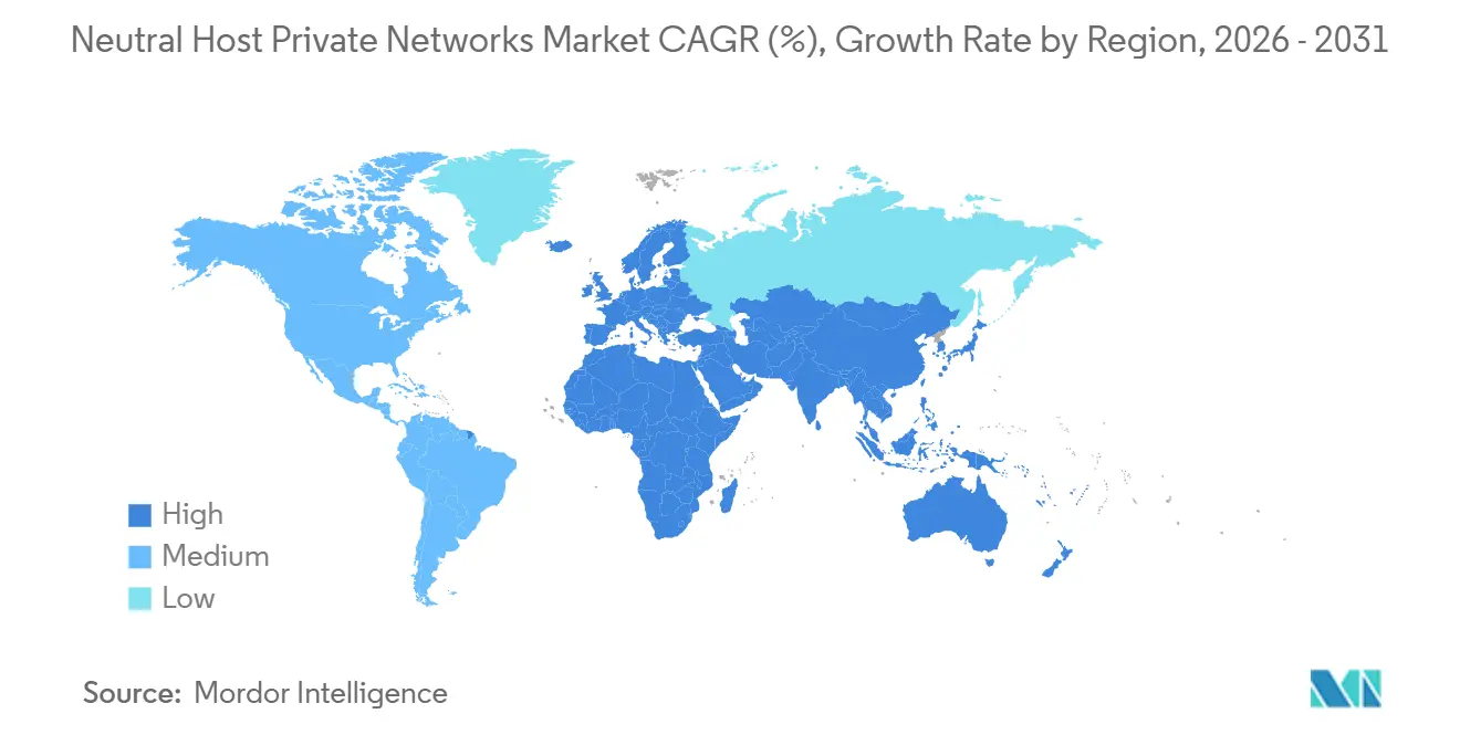 Taux de croissance du marché des réseaux privés à hôte neutre par région
