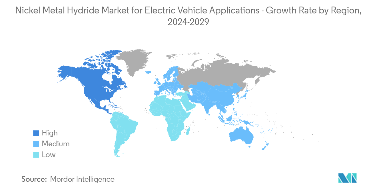 Nickel Metal Hydride Battery Market For Electric Vehicle Application: Nickel Metal Hydride Market for Electric Vehicle Applications - Growth Rate by Region, 2024-2029