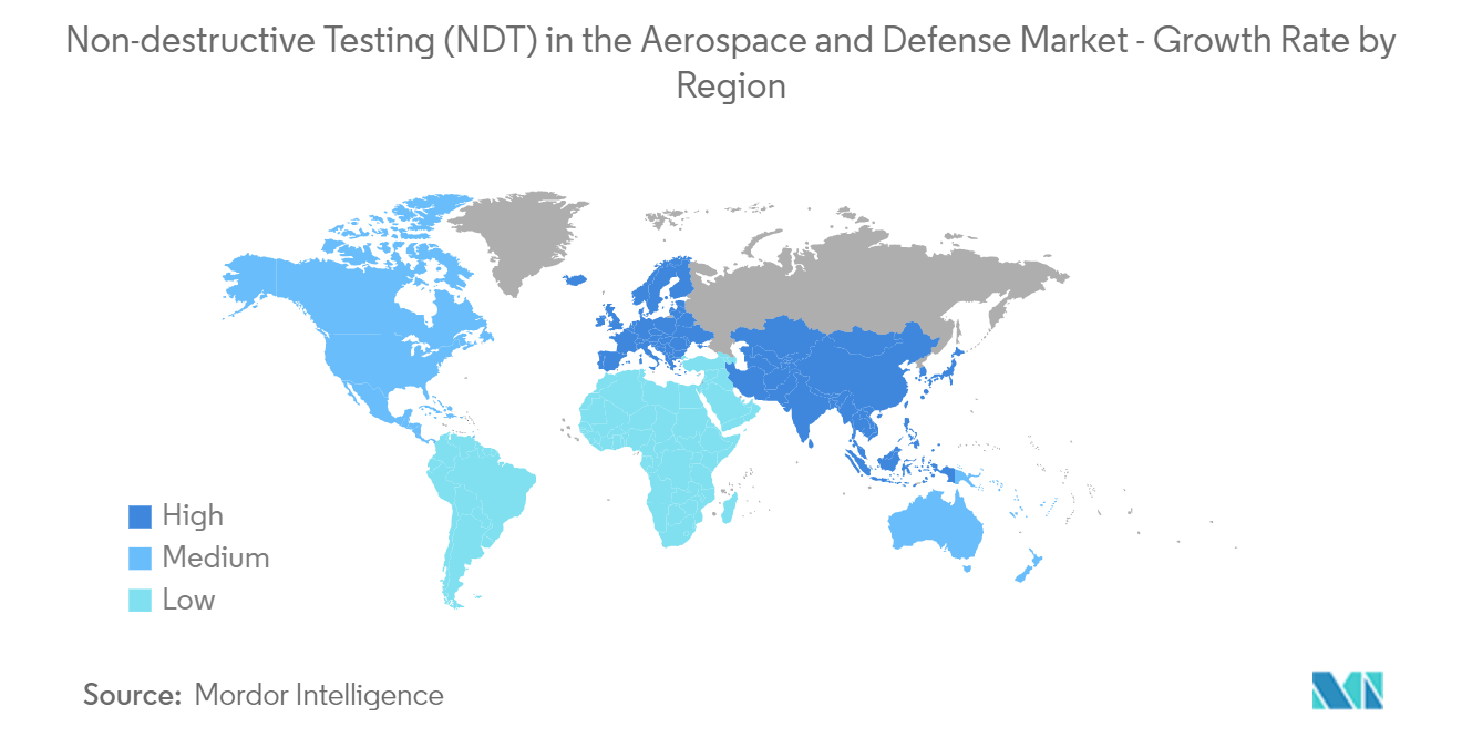 الاختبارات غير المدمرة (NDT) في سوق الطيران والدفاع - معدل النمو حسب المنطقة