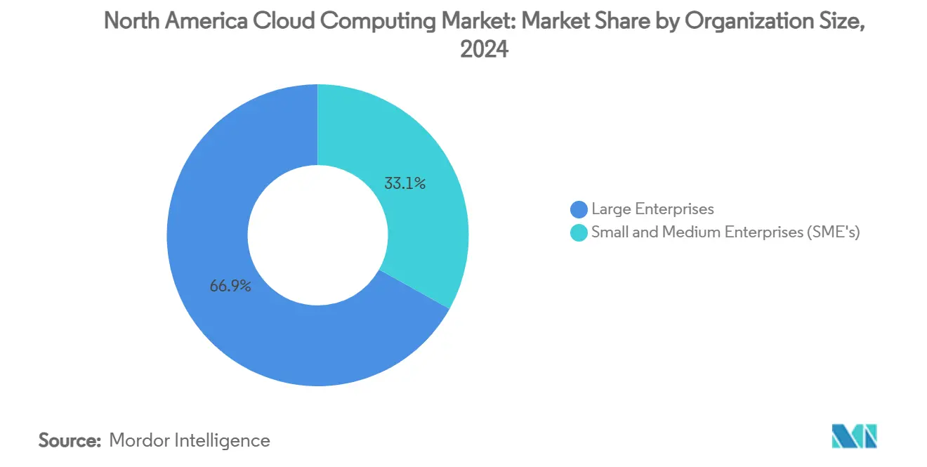 North America Cloud Computing Market: Market Share by Organization Size
