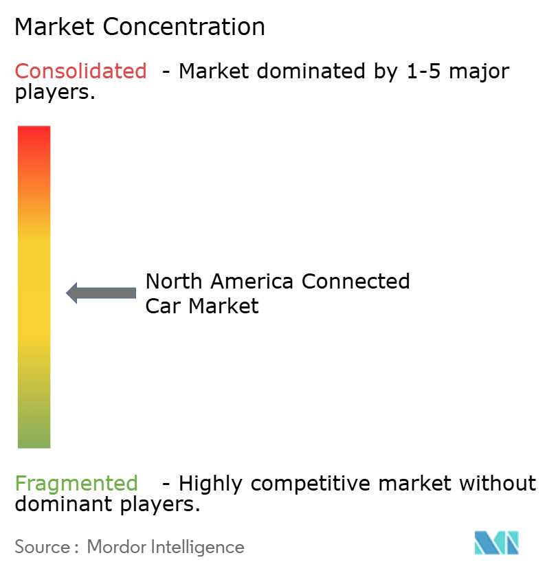 北米コネクテッドカー市場の集中度