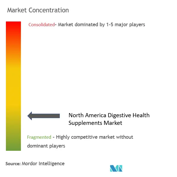 北米の消化器系健康サプリメント市場集中度