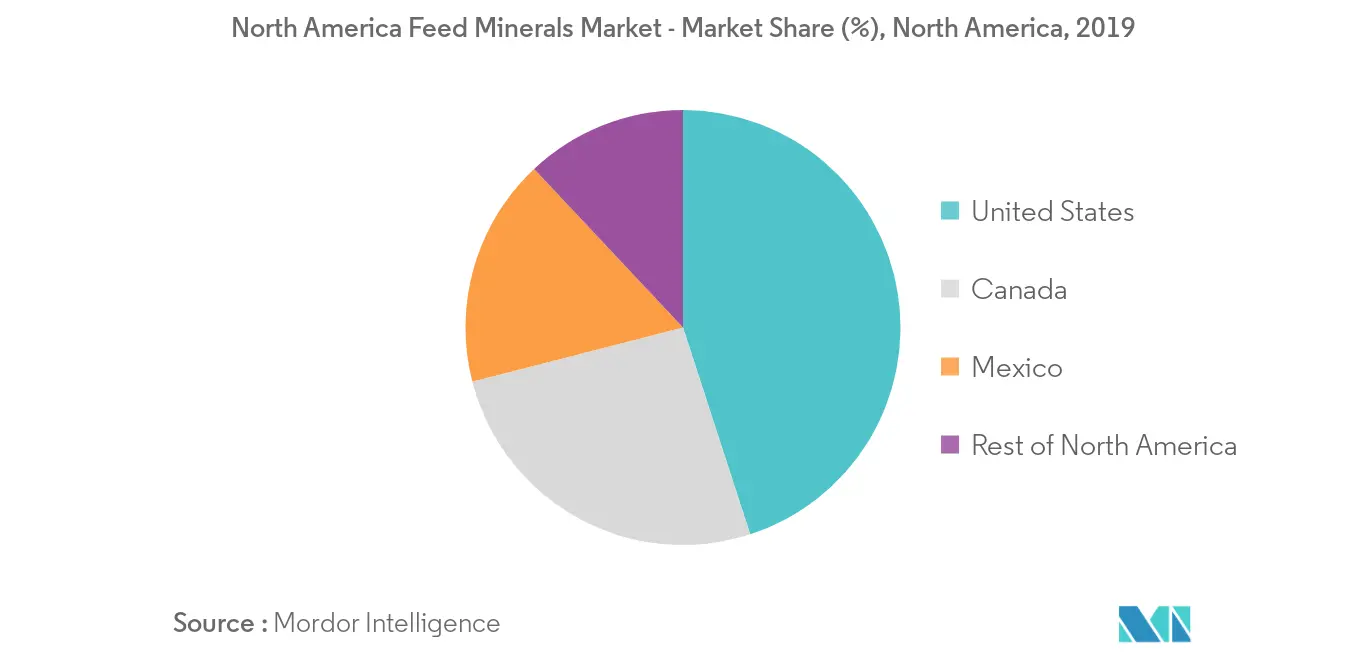 North America Feed Minerals Market - Market Share (%), North America, 2019